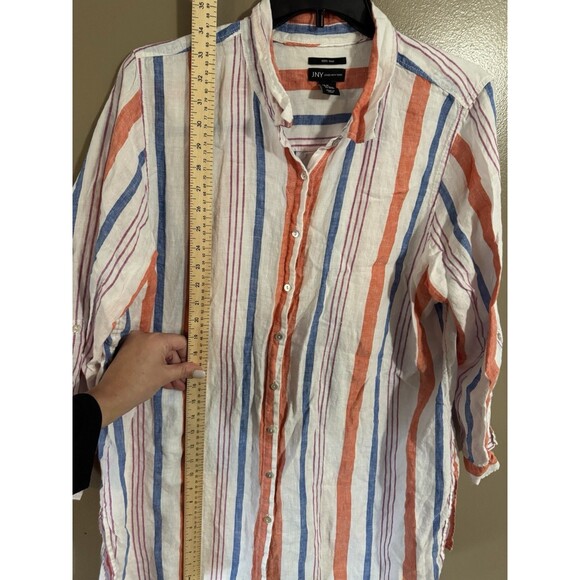 Jones New York Orange blue white 100% Linen Button up women’s shirt size 2X - Picture 4 of 6